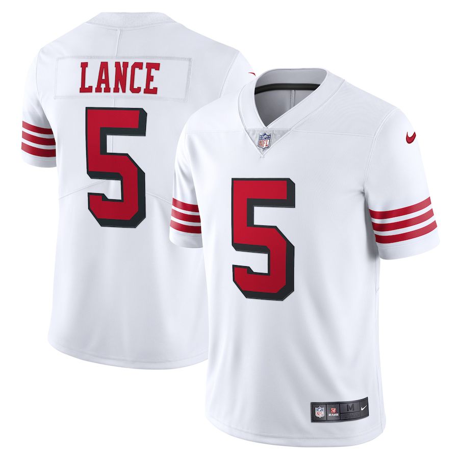 Men San Francisco 49ers 5 Trey Lance Nike White Alternate #2 Vapor Limited NFL Jersey